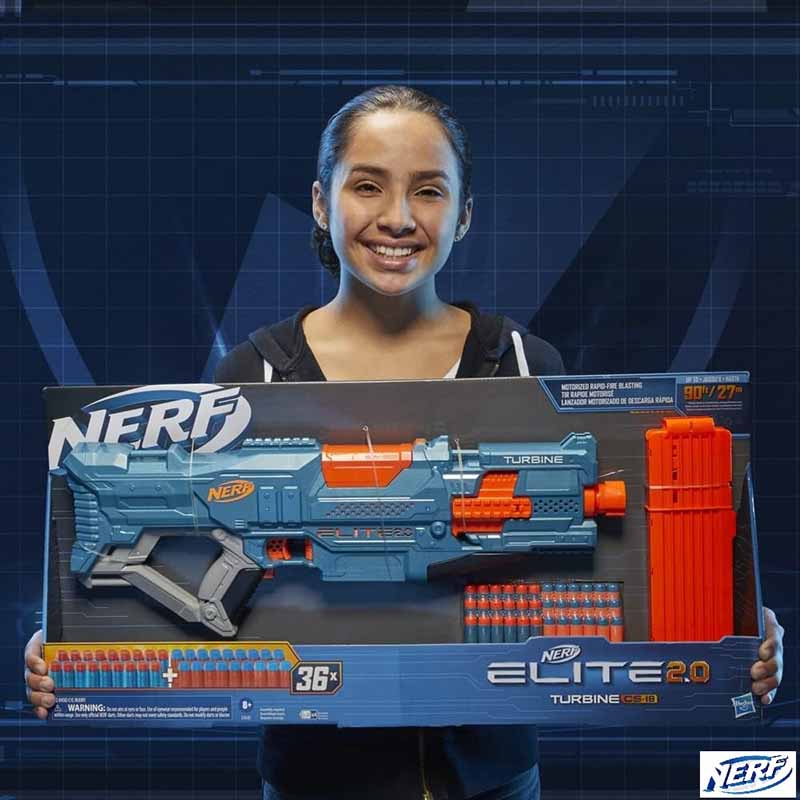 تفنگ بازی تیر فومی نرف موتوردار و خشاب دار Nerf Elite 2.0 Turbine CS-18 E9481